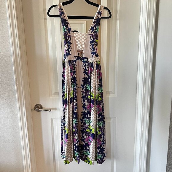 251 Mara Hoffman Cut-Out Floral Maxi Dress Size Small Color Purple - Picture 2 of 5